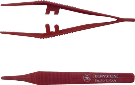 Műanyag csipesz elektronikai, modellező csipesz, fogazott, bordázott nyéllel és heggyel 125 mm Berns