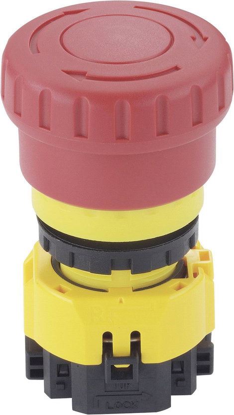 IDEC vészkikapcsoló gomb, Ø22 mm, 250V, 3A, 3 nyitó/1 záró, XW1E-BV413R