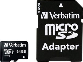 mikro SDXC kártya 64 GB Verbatim MICRO SDXC 64GB CL 10 ADAP Class 10 SD adapterrel