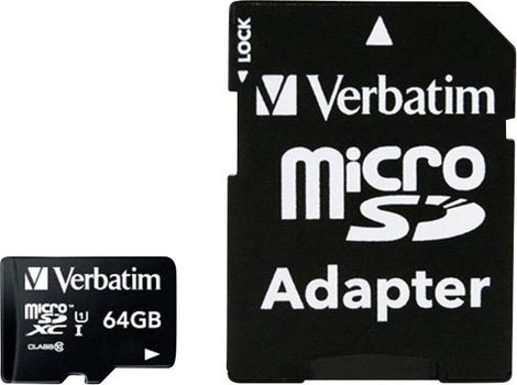 mikro SDXC kártya 64 GB Verbatim MICRO SDXC 64GB CL 10 ADAP Class 10 SD adapterrel