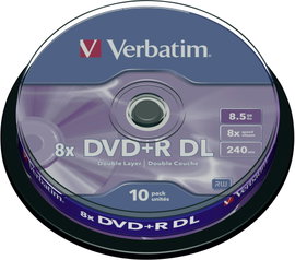 Írható DVD+R DL 8.5 GB Verbatim 43666 10 db