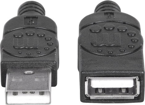 Manhattan USB kábel USB 2.0 USB-A dugó, USB-A alj 1.00 m Fekete Fólia árnyékolás, UL minősített, ara 3. kép