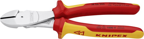 Knipex 74 06 200 VDE szigetelt erőkímélő oldalcsípőfogó 200 mm