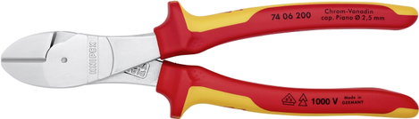 Knipex 74 06 200 VDE szigetelt erőkímélő oldalcsípőfogó 200 mm 3. kép