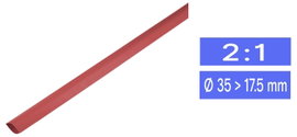 Zsugorcső ragasztó nélkül, piros, 35 mm zsugorodási arány 2:1 TRU COMPONENTS 1225457 méteráru