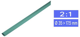TRU COMPONENTS 1225426 Zsugorcső ragasztó nélkül Zöld 35 mm 17.50 mm Zsugorodási arány:2:1 méteráru