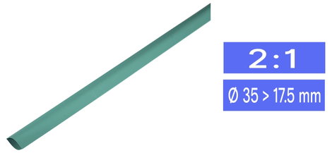 TRU COMPONENTS 1225426 Zsugorcső ragasztó nélkül Zöld 35 mm 17.50 mm Zsugorodási arány:2:1 méteráru