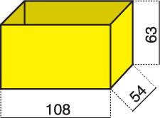 1 részes műanyag alkatrésztároló betét, sárga, 108 x 54 x 63 mm, Hünersdorff 624200