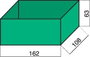 1 részes műanyag alkatrésztároló betét, zöld, 162 x 108 x 63 mm, Hünersdorff 624400 bélyegkép