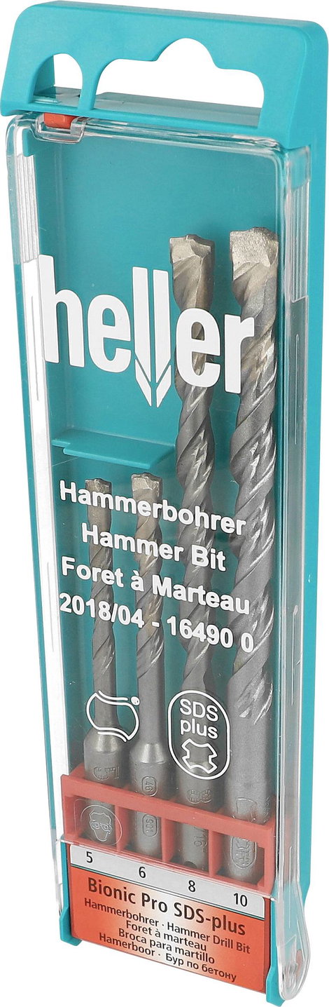 SDS-Plus Ütvefúró készlet 4 részes 5/6/8/10mm 110/160mm hosszú Heller Bionic 16490 0