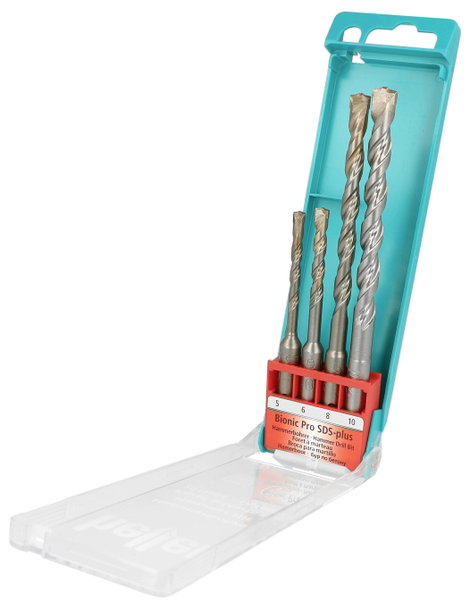 SDS-Plus Ütvefúró készlet 4 részes 5/6/8/10mm 110/160mm hosszú Heller Bionic 16490 0 2. kép