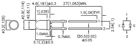 LED kétszínű, 3MM 2PIN L-937EGW , BICOLOR 2. kép