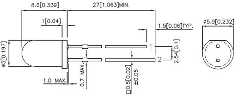 LED kétszínű,5MM 2PIN L-57EGW, BICOLOR 2. kép