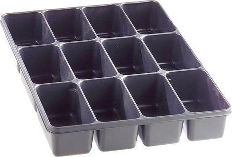 12 részes alkatrésztároló, fekete, 335 x 235 x 50 mm 2. kép