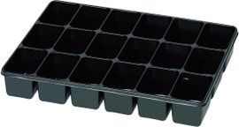 18 részes alkatrésztároló, fekete, 335 x 235 x 50 mm