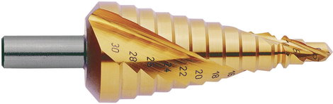 HSS fokozatfúró készlet TiN bevonattal 3 részes 4 - 12 mm, 4 - 20 mm, 6 - 30 mm Exact 07014 2. kép