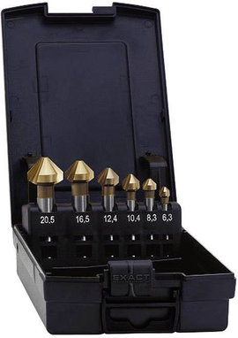 Kúpos süllyesztő készlet, 5 részes HSS TiN 6.3 mm, 10.4 mm, 16.5 mm, 20.5 mm, 25 mm Exact 05568