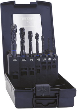 Gépi menetfúró készlet 7 részes HSS-E M3, M4, M5, M6, M8, M10, M12 menethez Exact 43654