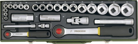 Proxxon 23020 27 részes autós racsnis dugókulcs készlet, racsnis krova készlet 6,3mm (1/4”) 12,5mm (