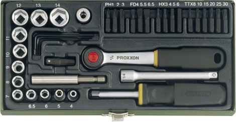 Ipari dugókulcs készlet, mágneses betéttartóval 6,3mm (1/4”), Proxxon 23070
