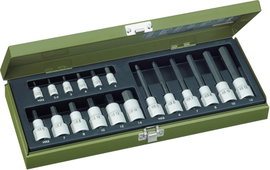 Proxxon hatszögkulcs készlet belső hatszögcsavarokhoz 6,3mm+12,5mm (1/4”+1/2” ) hajtáshoz, 18 részes