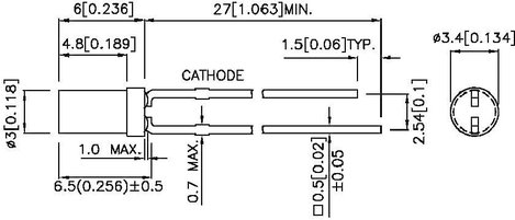 LED lapos fejű , 3MM L-424YDT 2. kép