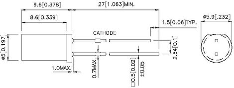 LED lapos fejű , 5MM L-483YDT 2. kép