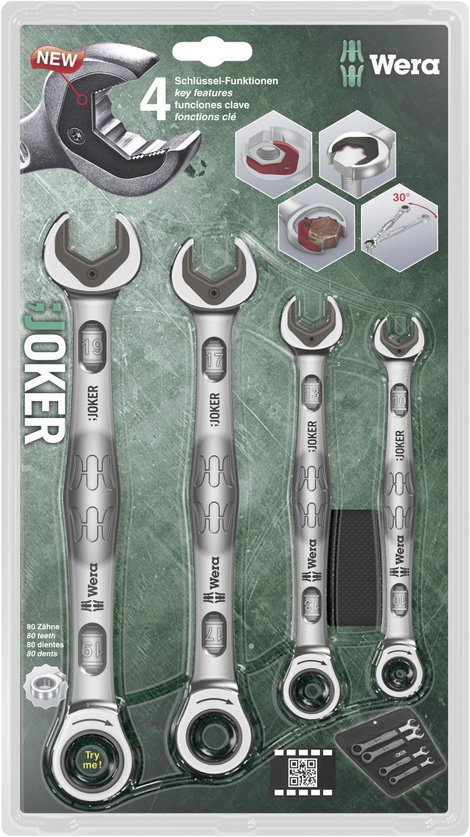 Wera 05073290001 Joker Set 4 részes Racsnis gyűrűs, villáskulcs készlet 3. kép