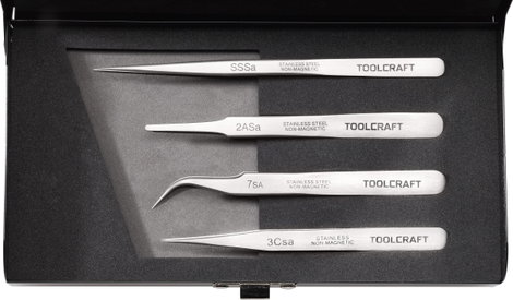 Műszerész csipeszkészlet, 4 részes SS SA, 2a SA, 7 SA, 3c SA nemesacél csipesz Toolcraft 816747 3. kép