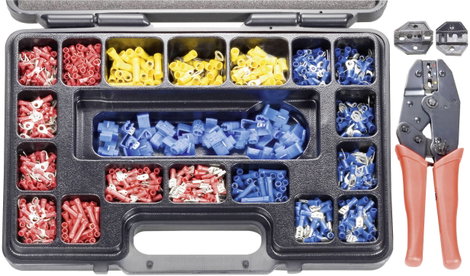 Krimpelőfogó készlet kábelsarukkal 1004 részes 1.72 - 8.2 mm Toolcraft 820927
