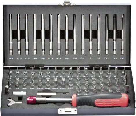 Biztonsági és speciális BIT készlet, 75 részes metrikus és collos Toolcraft 2. kép