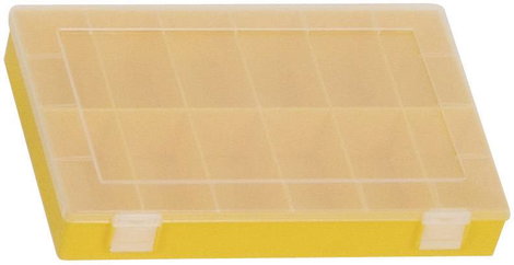 Alutec 12 részes alkatrésztároló doboz, átlátszó/sárga, 335 x 225 x 55 mm 2. kép
