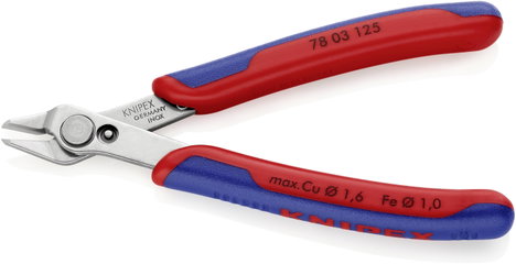 Műszerész oldalcsípő fogó 125 mm DIN ISO 9654, Knipex 78 03 125 E-Super Knips 2. kép