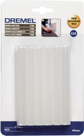 Dremel 2615GG11JA 12db-os átlátszó műanyag ragasztóstift, ragasztópálca készlet 11 mm