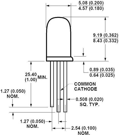 LED 5 MM, piros/zöld HLMP-4000 2. kép