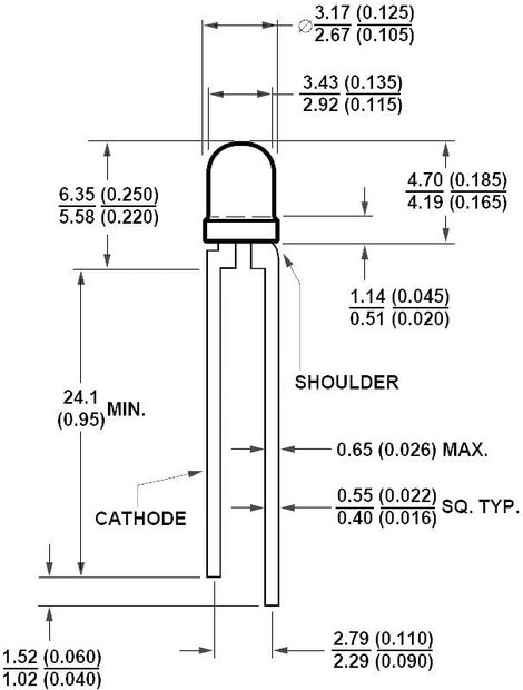 LED 3 MM, piros, HLMP-K150 2. kép