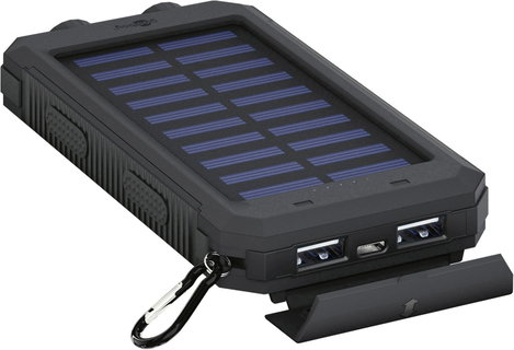 Goobay Goobay 49216 Solar Powerbank 8000 mAh, 2x USB-A Anschlüsse, LED-Anzeige, Schwarz 49216 Napele 3. kép