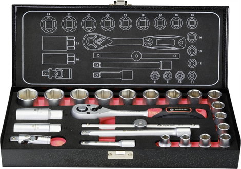22 részes Dugókulcs készlet, 10 mm (3/8) TOOLCRAFT 826373 2. kép