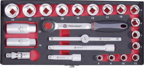 22 részes Dugókulcs készlet, 10 mm (3/8) TOOLCRAFT 826373 3. kép