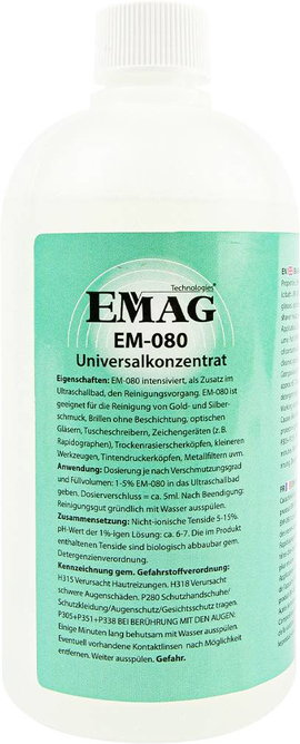 Ékszertisztító folyadék aranyhoz, ékszerhez, CD/DVD-hez 0,5l ultrahangos tisztítóba Emag EM080