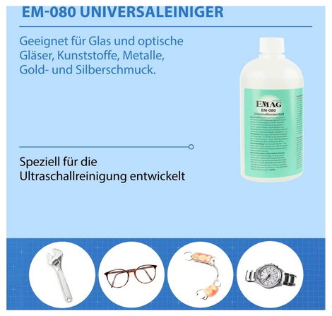 Ékszertisztító folyadék aranyhoz, ékszerhez, CD/DVD-hez 0,5l ultrahangos tisztítóba Emag EM080 3. kép