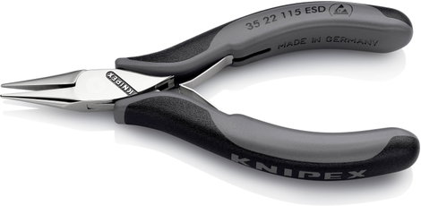 ESD hegyescsőrű fogó, hengeres fej, KNIPEX 35 22 3. kép