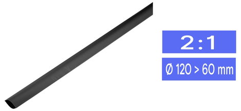 Zsugorcső ragasztó nélkül, fekete 120 mm zsugorodási arány 2:1 TRU COMPONENTS 1225440 méteráru