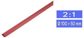 Zsugorcső ragasztó nélkül, piros, 100 mm 2:1 TRU COMPONENTS 1225461 méteráru