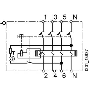FI védőkapcsoló 4 pólusú 40 A 0,03 A 400 V, Siemens 5SV3344-6 2. kép