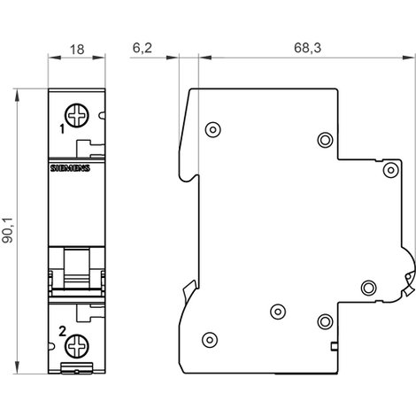 Siemens 5SL6106-6 Siemens Dig.Industr. Vezeték védőkapcsoló 1 pólusú 6 A 230 V, 400 V 2. kép