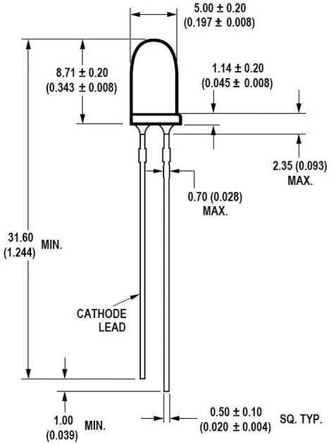 LED 5MM, kék, HLMP-CB25-SV0DD 3. kép