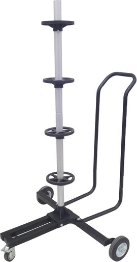 Keréktartó abroncsfa, keréktartó állvány kerekekkel, kettős irányítókarral, max. 225 mm kerékszéless