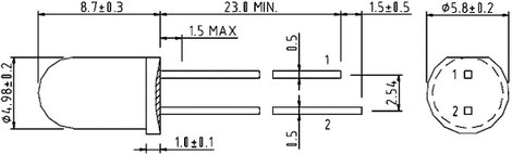 IR-Emitter Harvatek HE3-245AC Ház típus 5 mm Hullámhossz 940 nm 2. kép