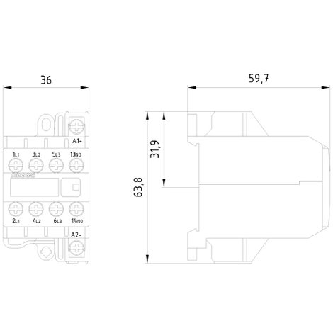 Siemens 3TG1010-0AC2 Motorvédő 3 záró, 1 nyitó 1 db 3. kép